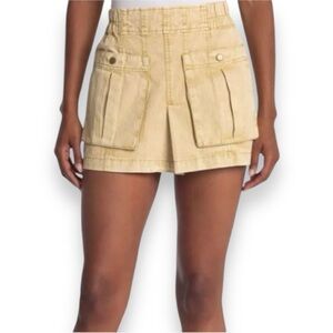Free People Mini Skirt in “Gold Dust” Color with Front Pockets - Size 12